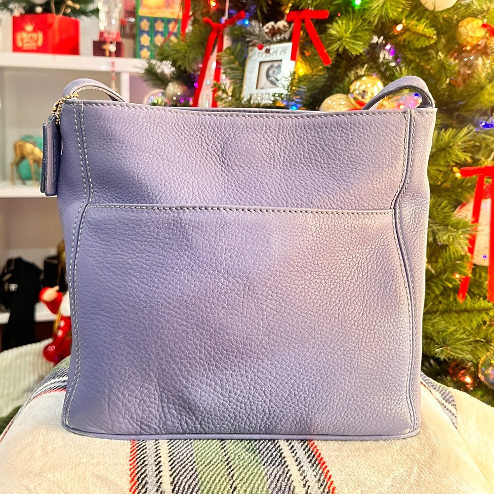 COACH Vintage Sonoma Pocket Zip Natural Grain Leather-Periwinkle
